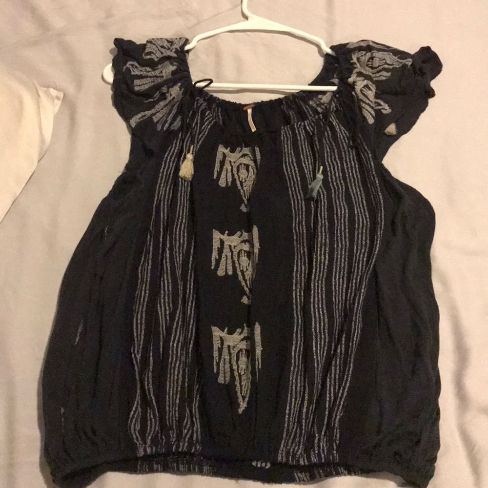 Free People blouse with tassels